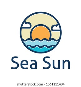 Sea Sun Beach Landscape Logo Illustration Stock Vector (Royalty Free ...