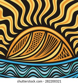 Sea and sun beautiful nature pattern background vector illustration