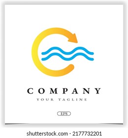 sea sun circle logo premium elegant template vector eps 10