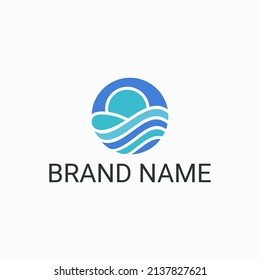 sea and sun island logo vector symbol illustration design Template