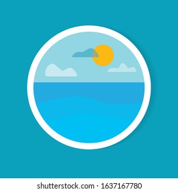 sea and sun landscape sticker - vector illustration