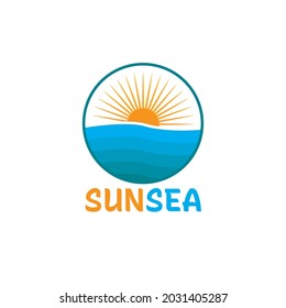 diseño del logotipo de los elementos de la naturaleza marina y solar
