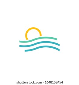 Sea and sun logo template vector icon design