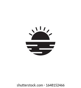 Diseño de icono vectorial de la plantilla de logotipo de mar y sol