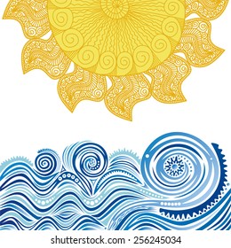 Sea and sun nature pattern abstract background vector illustration