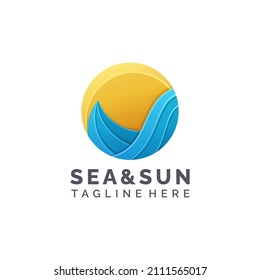 Sea and sun outdoor colorful logo design