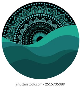 Mar y sol redondo patrón de naturaleza elemento de diseño Ilustración vectorial