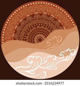 Sea and sun round nature pattern design element vector illustration