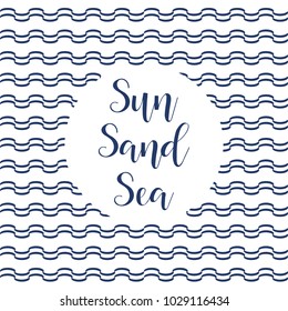 Sea, sun, sand. summer lettering. Design for banner poster, card, invitation flyer brochure t-shirt Vector