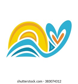 Sea and sun sign vector illustration