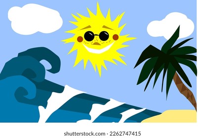 Sea, sun, summer vector illustration