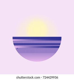 Sea and sun. Sunset. Sunrise. Vector illustration.