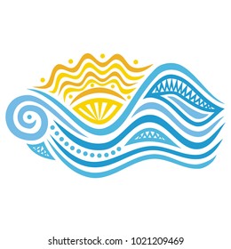 Sea and sun. Vector illustration.