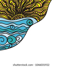 Sea and sun. Vector illustration