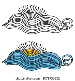 Sea and sun. Vector illustration