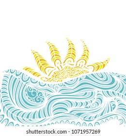 Sea and sun. Vector illustration