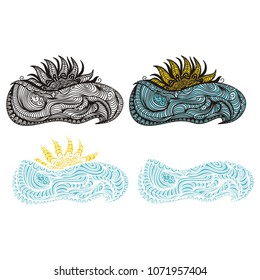 Sea and sun. Vector illustration