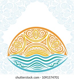 Sea and sun. Vector illustration