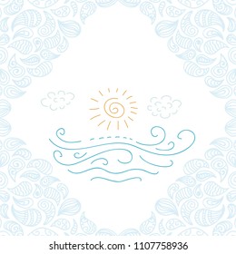 Sea and sun. Vector illustration
