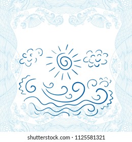 Sea and sun. Vector illustration