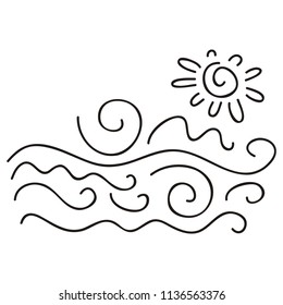 Sea and sun. Vector illustration