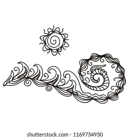 Sea and sun. Vector illustration