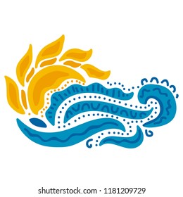 Sea and sun. Vector illustration