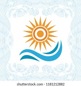 Sea and sun. Vector illustration