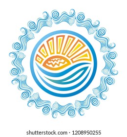 Sea and sun. Vector illustration