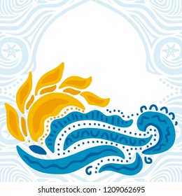 Sea and sun. Vector illustration