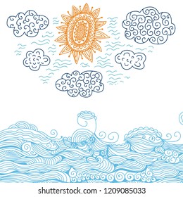 Sea and sun. Vector illustration
