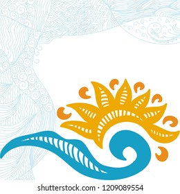 Sea and sun. Vector illustration