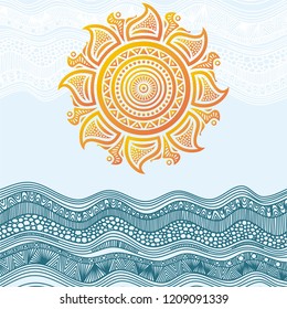Sea and sun. Vector illustration