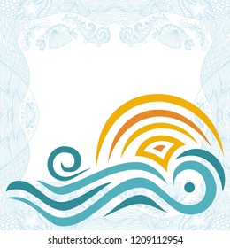 Sea and sun. Vector illustration