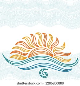 Sea and sun. Vector illustration