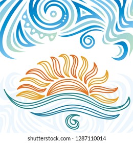 Sea and sun. Vector illustration