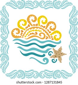 Sea and sun. Vector illustration