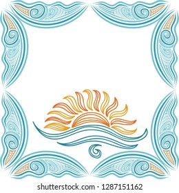 Sea and sun. Vector illustration