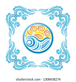 Sea and sun. Vector illustration