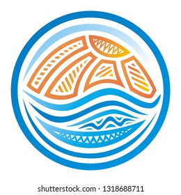 Sea and sun. Vector illustration