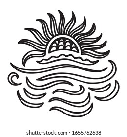 Sea and sun. Vector illustration