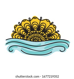 Sea and sun. Vector illustration