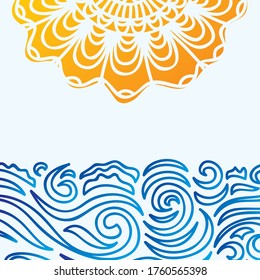 Sea and sun. Vector illustration