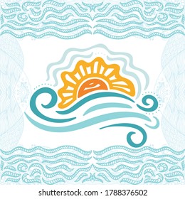 Mar y sol. Ilustración del vector
