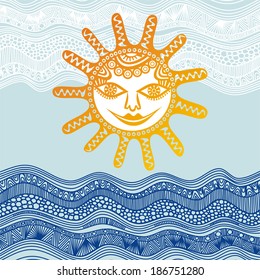 Sea and sun vector illustration