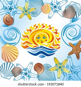 Sea sun vector illustration