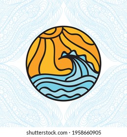 Sea and sun. Vector illustration