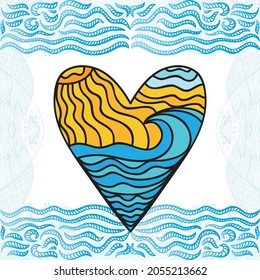 Mar y sol. Ilustración del vector