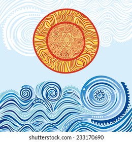 Sea and sun vector illustration