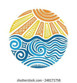 Sea and sun vector illustration